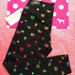 Victorias Secret PINK L Rainbw Ombré Logo Leggings